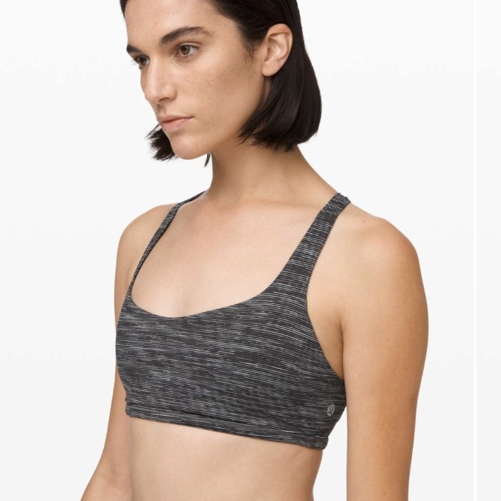 LULULEMON Free To Be Bra (Wild) Wee Are From Space Dark Carbon Ice Grey Size 4 - Picture 5 of 9